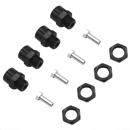 4Pack Share Goo Metal 12mm to 17mm Wheel Hex Drive Hub Adapter Conversion 15mm Offset Extension Compatible with Tamiya Axial RC4WD Traxxas HPI Himoto HSP 1/10 RC Car Buggy Truck Tires (Black) - color: Black