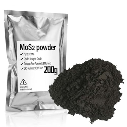 MoS2 Powder, 99% Pure Molybdenum Disulfide Powder, Dry Lubricant | 200g(7oz)1.3 Micron, Wear Reduction Metal & Gear Protection Bearing Compatible Grease Blending - color: 200g（7oz）