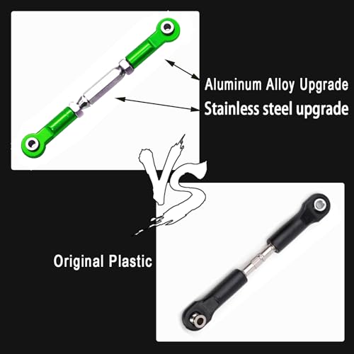 (2025 Upgrade Parts) Stainless Steel Adjustable Turnbuckles Set/Camber Links with Rod Ends Set for 1/10 Traxxas Slash 4X4 2WD /Rustler 2WD 4X4/Hoss 2WD 4X4/ Stampede 2WD 4X4/ Upgrades(Green)