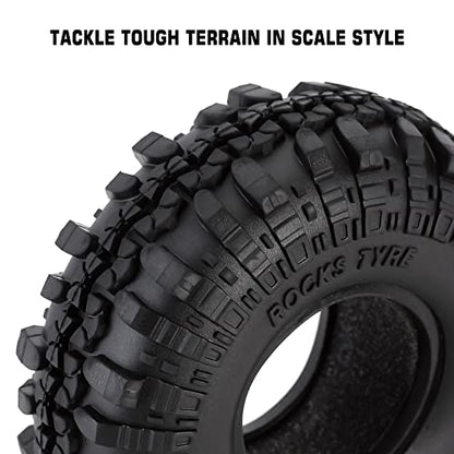 INJORA 1.9inch Rubber Tyre for 1:10 RC Crawler Axial SCX10 SCX10 III - size: 108mm