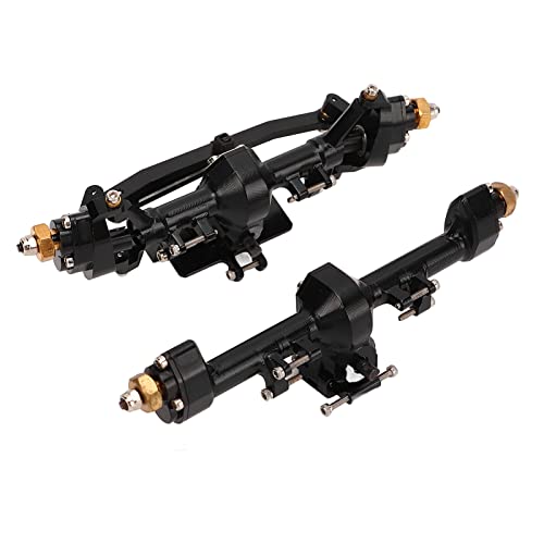RiToEasysports SCX24 Portal Axle Upgrade Kit, CNC Machined Aluminum Alloy Front Rear Axle Assembly with Hardened Steel Gears for Axial 1/24 RC Crawler Car (Black) - color: Black