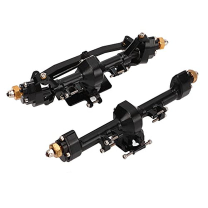 RiToEasysports Portal Axle Kit, CNC Aluminum Alloy Front Rear Assembly with Hardened Steel Gears for Axial SCX24 1/24 RC Crawler Car - color: Black