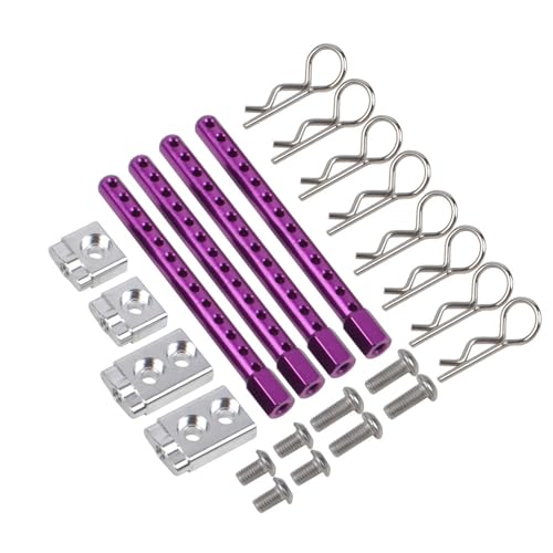 RC Body Post for Tamiya TT-02/ TT-02FT/ TT-02D/ TT-02RR 1/10 RC Car Shell Column Body Post Mounts with Clips Upgrade Parts Accessories (Purple) - color: Purple