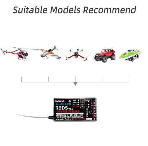 Radiolink R9DS 10 Channels 2.4GHz RC Receiver SBUS/PWM Long Range Control for Airplane/Car/Multirotors, Compatible with Transmitter AT9/AT9S/AT9S Pro/AT10II/AT10