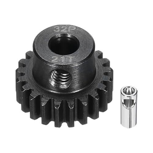 32P Steel Pinion Gear Set 21T for 5mm Shaft Hardened Steel Pinion Gear with Shaft Coupler Connector for RC Motor - style: 21T