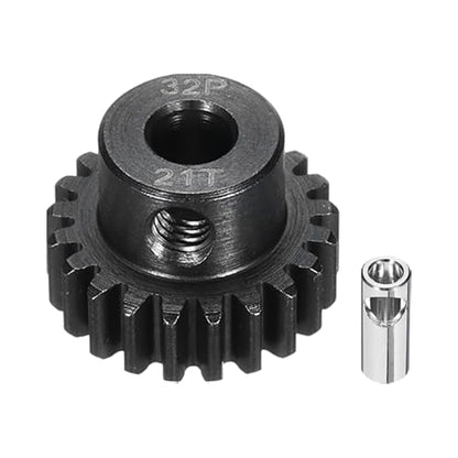 32P Steel Pinion Gear Set 21T for 5mm Shaft Hardened Steel Pinion Gear with Shaft Coupler Connector for RC Motor - style: 21T