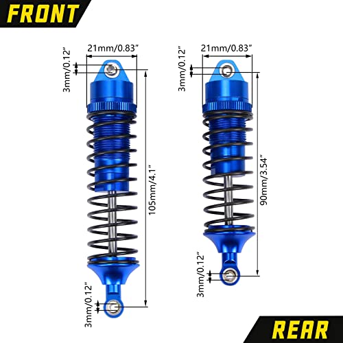 RCAWD Shock Absorber Front Rear for LOSI 1/10 Lasernut U4, Tenacity DB Pro, TENACITY TT Pro 4WD SCT Upgrades, RC Shocks Damper 90mm 100mm, Hop Ups Parts #LOS233011, LOS03028, LOS03027, LOS03019 Blue - color: Blue