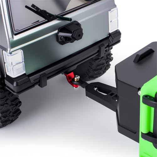 RC Off-Road Camping Trailer for 1/18 1/24 TRX4M SCX24 RC Crawler | Durable ABS mini camping trailer pre-drilled LED mounting holes, highly realistic scale design - color: Black Green