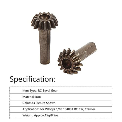 RC Bevel Gear, 2pcs Durable Iron Bevel Gears for 1/10 Scale RC Crawler Parts, Off-Road Hobbyists and Repair Enthusiasts