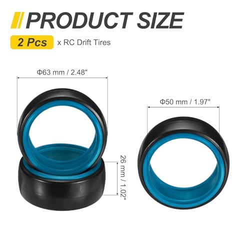 MECCANIXITY 2Pcs 1/10 RC On-Road Car Tyres, RC Drift Tires Hard Plastic Tyre Replacement for Remote Controlled Drifting Vehicles, Black Blue - color: Black Blue