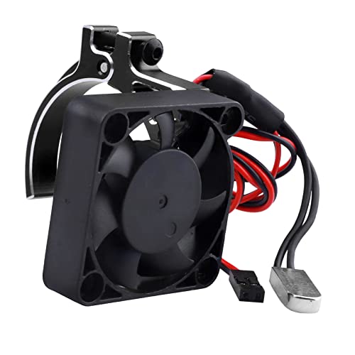 Aluminum Heat Sink with Thermal-Controlled 40mm Cooling Fan for 42mm Brushless Motors – Compatible with 4268 4274 Traxxas Arrma 1/8 & 1/10 Scale RC Cars(Black) - color: Black