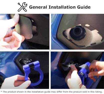 iJDMTOY Sports Blue Track Racing Style Tow Hook Ring Compatible with Toyota 2018-up C-HR, 2019-up Corolla Hatchback, Made of Lightweight Aluminum - style: Blue Tow Ring