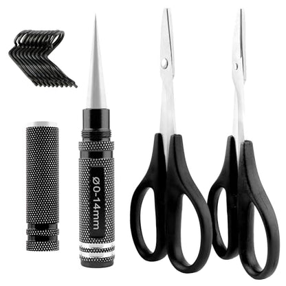RC Body Reamer 0-14mm Hole Puncher with Sleeve & Curved & Straight Scissors & 8 Pieces Body Clips Set Cars Body Mounting for RC Vehicle Truck Plastic Body Shell Cover Hobby Repair Tools (Black) - color: Black