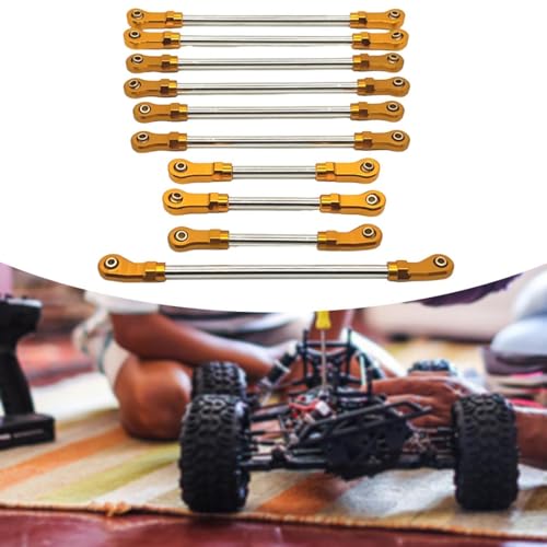 10 Pieces Steering Servo Link RC Car Pull Rod Metal Upgrade Linkage Model Parts Sturdy Construction Suitable for WLtoys 1/10 RC Truck, Gold - color: Gold