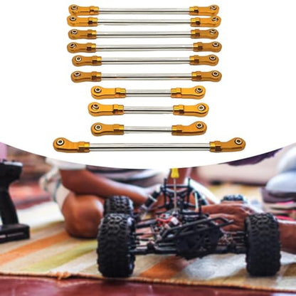 10 Pieces Steering Servo Link RC Car Pull Rod Metal Upgrade Linkage Model Parts Sturdy Construction Suitable for WLtoys 1/10 RC Truck, Gold - color: Gold