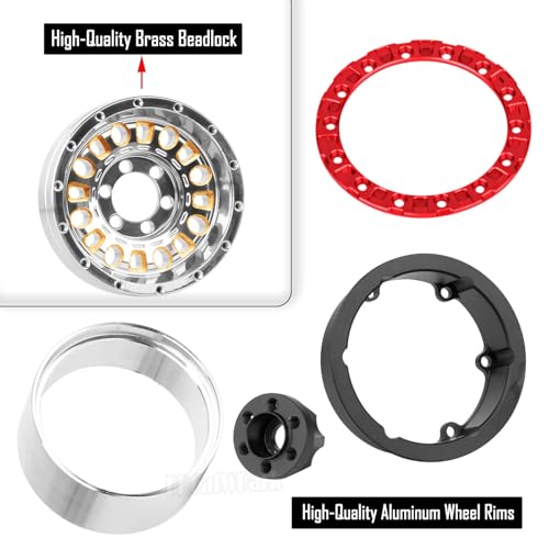 1.9 Brass Beadlock Wheel Rim for 1/10 SCX10 SCX10 II 90046 SCX10 III AXI03007 SCX10 Pro TRX4 TRX6 Gen7/8 D90 VS4-10 MST CFX RC Crawler Car,Brass Beadlock & Aluminum Deep Dish Rim,Silver - color: Silver - (4pcs Rim)