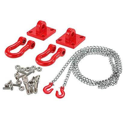 HomeSoGood 1Sets RC Trailer Rescue Hook Parts Trailer Hitch Sleeve Wire Chain Hook Metal Chain Hook Decorative Parts(red)