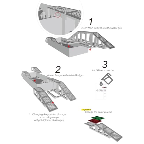RC Crawling Wading Water Challenge Obstacle Bridge for 1/18 1/24 Scale RC Crawler Truck (No Vehicle Included)