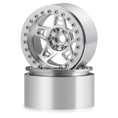 4Pcs Metal 2.2" Beadlock Wheel Rim Set 35mm, Silver | Upgrade Parts, For 1/10 Axial SCX10 90046 TRX4 D90, RC Crawler Car - color: Silver