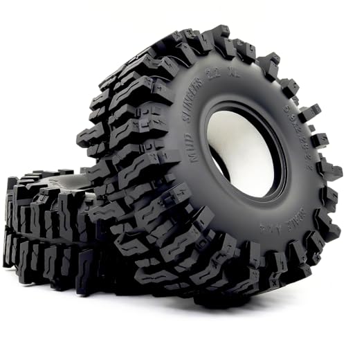 5.9'' Tall RC 2.2 Crawler Tires Mud Slingers XL T8 4-Pack | 2.2'' mud terrain tyre, For 1/10 Crawlers off-road rock crawling RC vehicles Upgrades, HS701805 - style: T8 ( Soft )