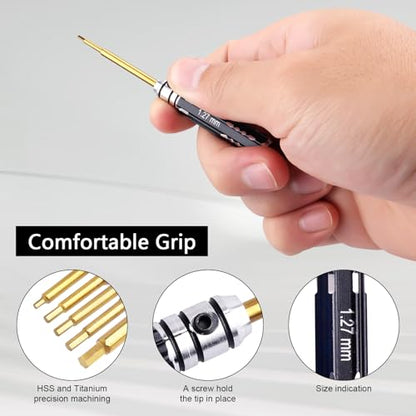 5pcs FriHobby Small RC Hex Screwdriver Set 0.9mm 1.27mm 1.3mm 1.5mm 2.0mm Hex Drivers Titanium Bits for 1/18 1/24 RC Mini Crawler Car SCX24 AX24 TRX4M FCX24 Repair Tool Kits