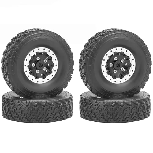 daitoku 1/12 Beadlock RC Wheels and Tires for WPL C14 C24 C34 C44 B14 B24 B16 B36 MN MN78 D90 MN90 MN91 MN96 MN98 MN99 MN99S (Black) - color: Black