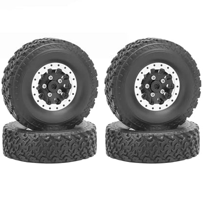 daitoku 1/12 Beadlock RC Wheels and Tires for WPL C14 C24 C34 C44 B14 B24 B16 B36 MN MN78 D90 MN90 MN91 MN96 MN98 MN99 MN99S (Black) - color: Black