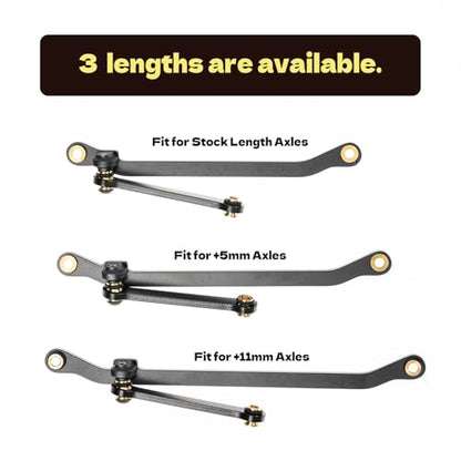 Stainless Steel Steering Links Set for TRX4M Axles (+5mm on Each Side) 1/18 RC Crawler, Black Coating - size: Each side +5mm