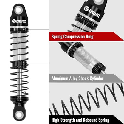 OGRC 60mm Long Travel RC Shock Absorber Oil Damper for TRX4M 1/18 RC Car | Oil-filled, Aluminum, for Traxxas TRX4M Upgrade Parts, Silver - color: Black Silver