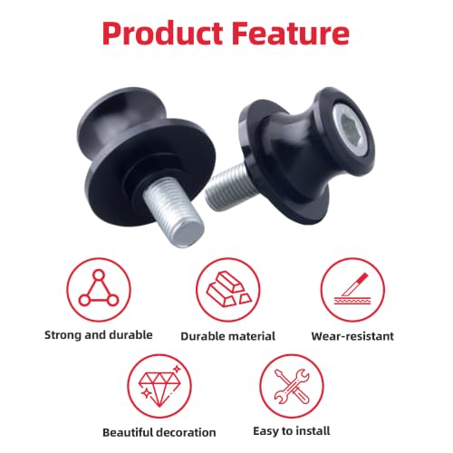 Goldfire 2pcs 10MM M10 X1.25 Motorcycle Swing arm Sliders Spools CNC Swing Arm Stand Screw for FZR 1000/600R/400 for Kawasaki Z750 /Z750S/ Z750R /ER-6F /ER-6N /Duke 125/200/390 (Black) - color: Black