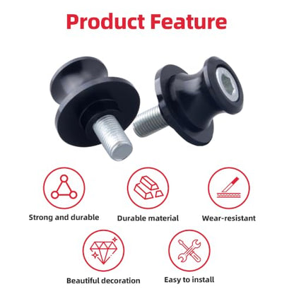 Goldfire 2pcs 10MM M10 X1.25 Motorcycle Swing arm Sliders Spools CNC Swing Arm Stand Screw for FZR 1000/600R/400 for Kawasaki Z750 /Z750S/ Z750R /ER-6F /ER-6N /Duke 125/200/390 (Black) - color: Black
