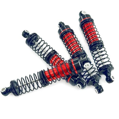 Aluminum Front & Rear Shock Absorber Set for 1/18 RC Cars, Threaded Oil Shocks Suspension Upgrade, 4-Pack (Red/Green) (Red) - color: Red