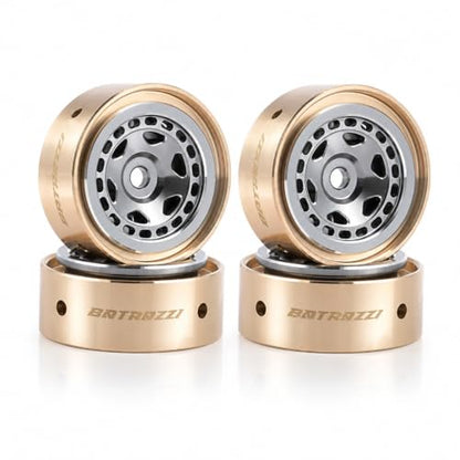 Aluminum 0.8” Sheriff Racing Beadlock Wheels for 1/24 SCX24 CR24 FCX24M for FMS FCX24M Tacoma/Range Rover/Discovery RC Crawler Upgrade parts (4pcs) Gun Metal - color: Gun Metal