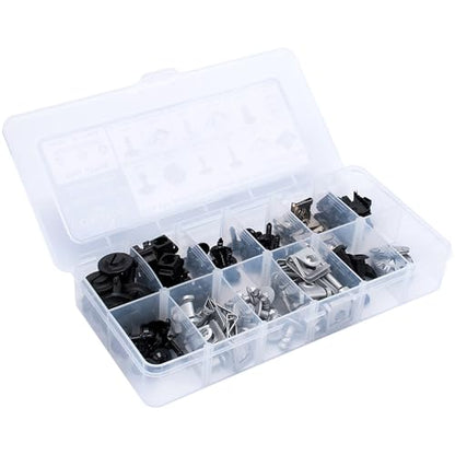 120pcs fits Audi Porsche VW & Skoda Engine Cover Pan Protection Fastener Screw Nut Clip Assortment Fender, Bumper, Radiator Support & Splash Shield Retainer Kit