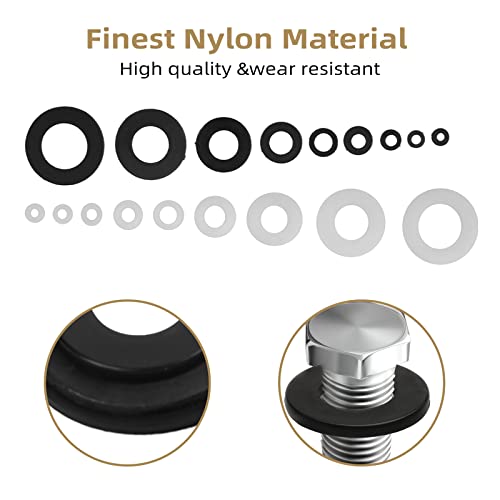 420 Pcs Black/White Nylon Flat Washers Assortment Kit for M2 M2.5 M3 M4 M5 M6 M8 M10 M12 Screws & Bolt