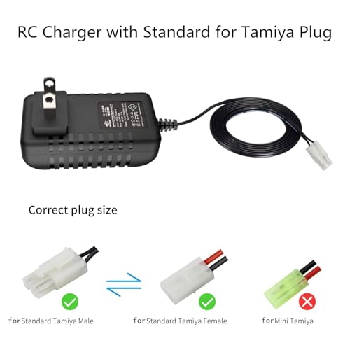 7.2V-9.6V / 8.4V NiMH Battery Charger for RC Cars – Universal | Compatible with Redcat Racing, Hexfly, and standard Tamiya plug packs. Charges 2.4V-12V NiMH/NiCD batteries safely.