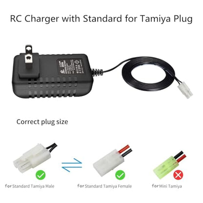 7.2V-9.6V / 8.4V NiMH Battery Charger for RC Cars – Universal | Compatible with Redcat Racing, Hexfly, and standard Tamiya plug packs. Charges 2.4V-12V NiMH/NiCD batteries safely.