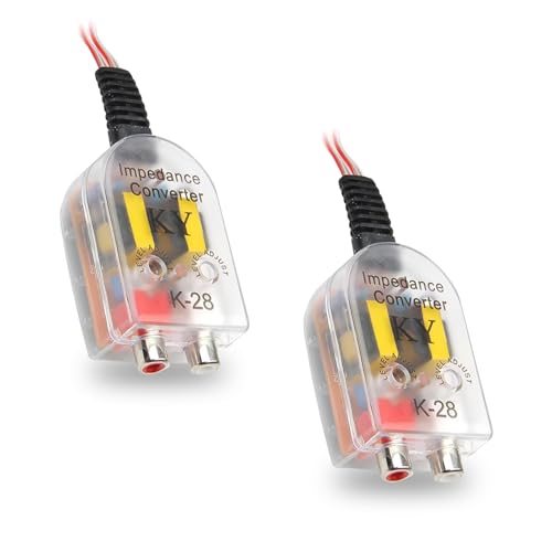 2-Channel Car Stereo Audio Speak Delay Signal Hi-Low Converter, Car Line Audio Output Converter, Portable Vehicle Impedance Signal Converter, Universal Car Inputs Accessories (Transparent)