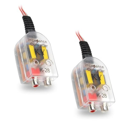 2-Channel Car Stereo Audio Speak Delay Signal Hi-Low Converter, Car Line Audio Output Converter, Portable Vehicle Impedance Signal Converter, Universal Car Inputs Accessories (Transparent)