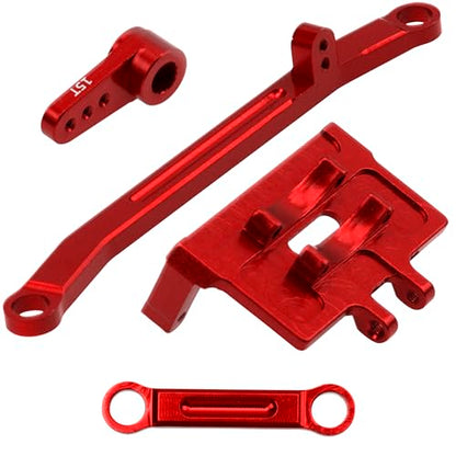 ShareGoo Aluminum Servo Mount Servo Horn w/Steering Link Set Upgrade Parts Compatible with Emax ES08MA II Servos Axial SCX24 1/24 RC Crawler (Red) - color: Red