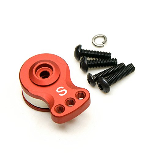 RC 25T Servo Saver Aluminum 3 Holes Adjustable Servo Horn 25T Adjustable Arm Compatible with Futaba Tamiya Servos 1/10 RC Car Crawler SCX10 Capra TRX4 TRX6 RC Boat Parts (Red-S) - color: Red-s
