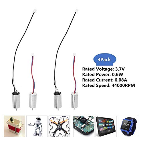 4Pcs Micro Motor, DC3.7V/44000RPM Motor, 10x20mm Brush Motor, Low Noise, Low Power Consumption, for Robot, Steering Gear, Drone
