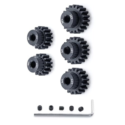 Metal Steel M1 Pinion Gear Sets 15T 16T 17T 18T 19T for 5mm Shaft Motor Gears with Hex Key for 1/8 RC Car Brushless Brush Motor Parts - size: 15T 16T 17T 18T 19T