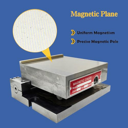 6x6 Inch Magnetic Sine Plate Rectangular Magnetic Chuck Fine Pole Permanent Magnet Sucker with 0-45 Degree Dip Angle for Grinding Milling Machine Lathe
