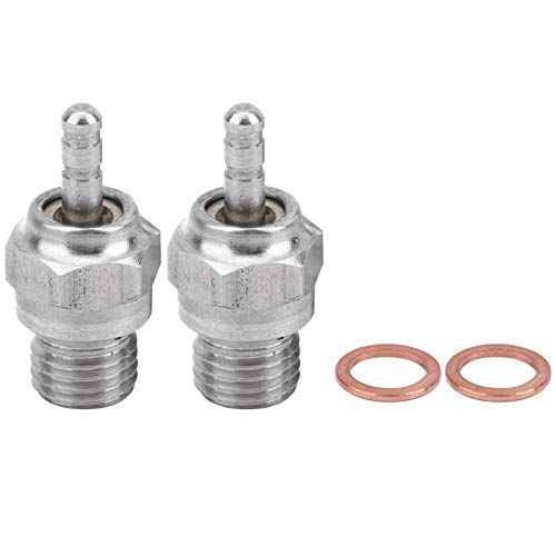 2Pcs Hot Glow Plug, Silver N4 Spark Nitro Engine Parts Replace N4 Spark Medium Hot Nitro Engine Parts for Redcat HPI HSP Oil Powered Model Car RC Accessories with 2 Gasket