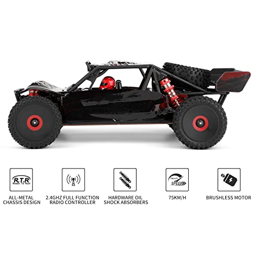 GoolRC WLtoys 124016 V2 Brushless RC Cars, 1:12 Scale Remote Control Car, 4WD 75KM/H High Speed Racing Car for Adults, 2.4GHz All Terrain Off Road RC Truck, Electric Vehicle Buggy with Metal Chassis