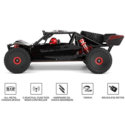 GoolRC WLtoys 124016 V2 Brushless RC Cars, 1:12 Scale Remote Control Car, 4WD 75KM/H High Speed Racing Car for Adults, 2.4GHz All Terrain Off Road RC Truck, Electric Vehicle Buggy with Metal Chassis