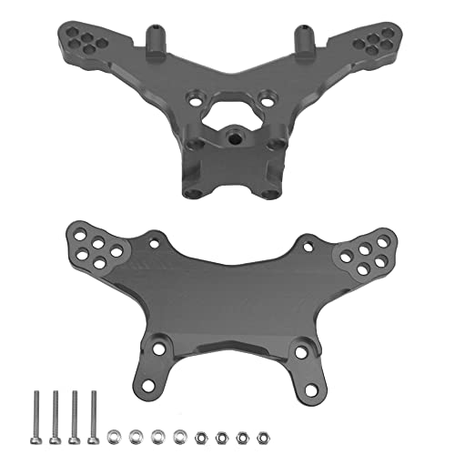Metal Front & Rear Shock Tower RC Shocks Damper Mount Set Compatible with Losi 1/18 Mini-T 2.0 2WD Stadium RC Truck Hop-Up Parts (Black) - color: Black
