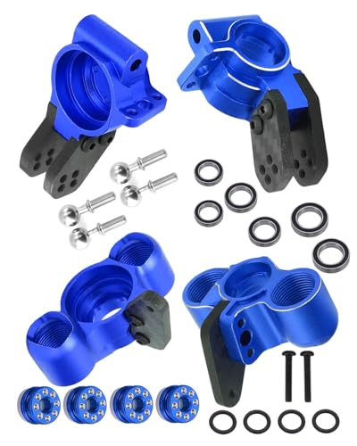 Front Knuckles Steering Blocks & Rear Hub Stub Axle Carriers Upgrades Part for 1/8 Kraton/Notorious/Outcast 6S BLX 4WD,Alloy Steering Hop Ups,Replaces #AR330505 #AR330404,Navy Blue - color: Navy Blue
