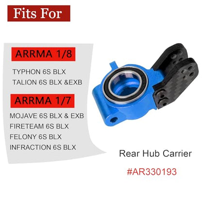 Aluminum Rear Hub Stub Axle Carriers for ARRMA 6S 1/8 Mojave TYHPON | Infraction FIRETEAM Felony RC Alloy Hub Rear Steering Knuckles Caster Blocks C-Hubs w/Bearings Replace Parts #AR330193 - color: Blue, size: Rear Hub(Thin)